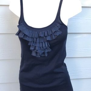 J. Crew navy blue ruffle tank top
